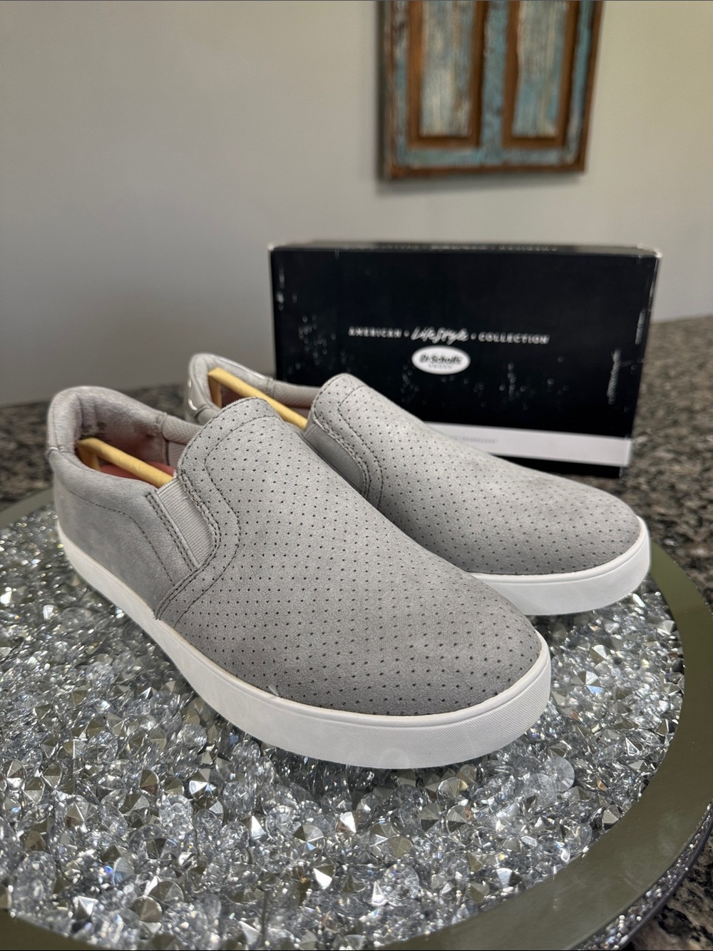 Dr. Scholl's Gray Perforated Slip-On Casual Sneakers NEW 8